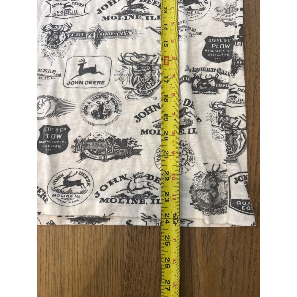 Vintage John Deere Graphic T Shirt Boys Large All Over Print White Short Sleeve - Picture 3 of 5